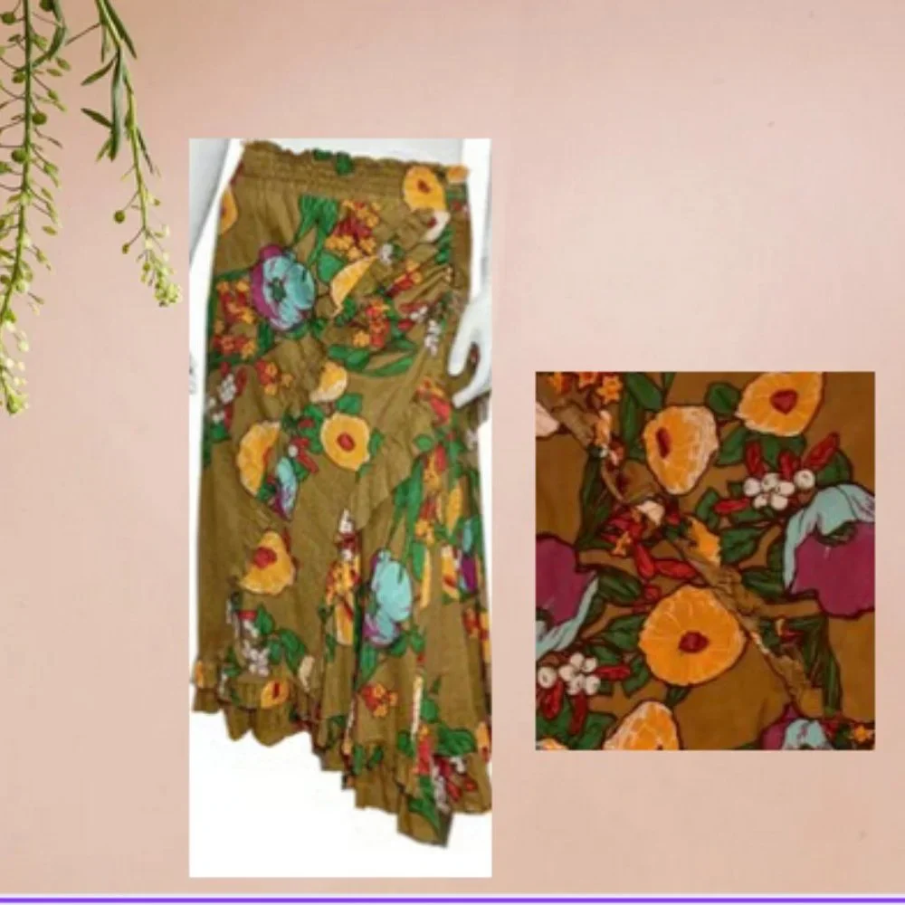 Free People Hippie Boho Floral Skirt Size Womens 2